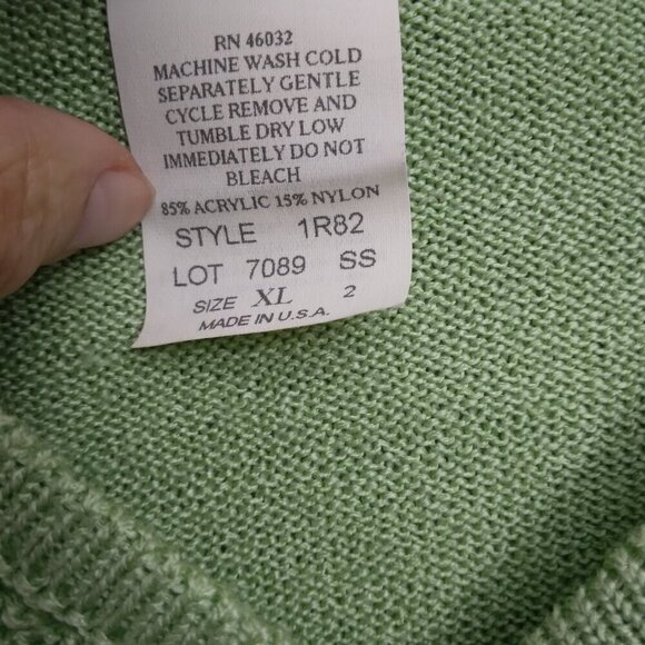 Vintage Embroidered Cardigan Sweater Green | Size XL - Picture 6 of 7